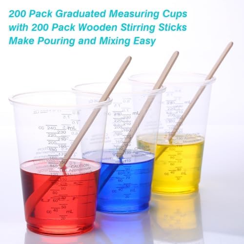 100pcs 8oz Graduated Clear Plastic Measuring Cups
