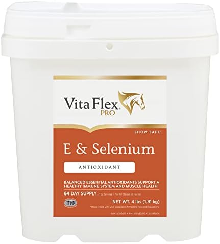 Vita Flex Pro E & Selenium Supplement for Horses, 64-Day Supply | Vitamin E & Selenium Powder, Balanced Antioxidants, Equine Vitamin E Supplement