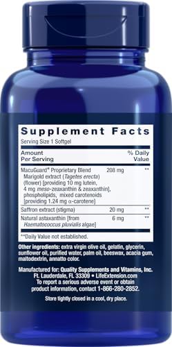 Life Extension MacuGuard Ocular Support 90 softgels with Saffron & Astaxanthin