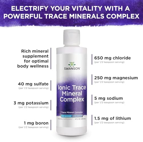 Swanson Concentrace Trace Mineral Drops 8oz-Complete Mineral Complex for Energy, Hydration, & Electrolyte Balance Over 72 High Absorption Ionic Minerals Such As Magnesium, Potassium, Calcium | For Energy, Hydration, and Electrolyte Balance over 72 High A…