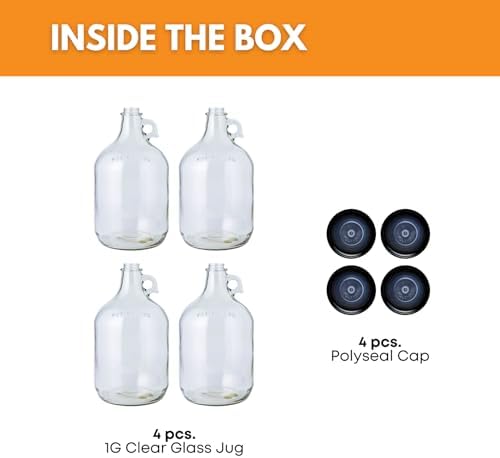 FastRack Glass Water Bottle Includes 38 mm Polyseal Cap, 1 gallon Capacity, Clear