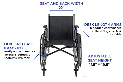 Invacare Tracer SX5 Wheelchair for Adults | Everyday Folding | 22 Inch Seat | Desk Arms