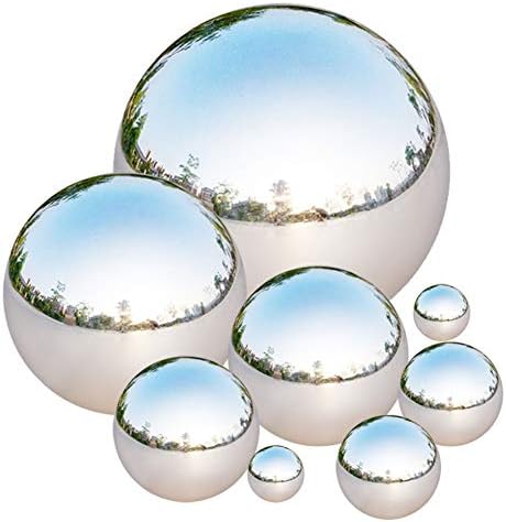 Stainless Steel Gazing Ball, 8 Pcs 42-200 mm Mirror Polished Hollow Ball Reflective Garden Sphere