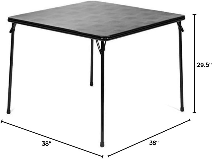 38" Square Folding Card Table - Portable, Easy-to-Store, Vinyl Upholstered, Sturdy Steel, Wheelchair Accessible - Beige
