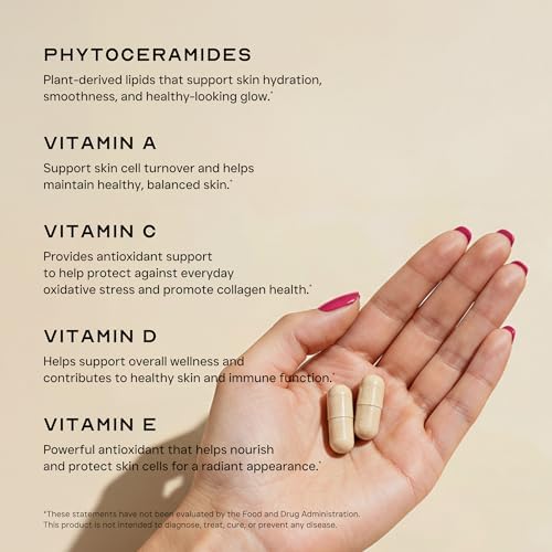 Phytoceramides Ceramide Skin Hydration Restore Beauty Health Supplement, Hyaluronic Acid Alternative Pills w/Multivitamins A, C, D, E