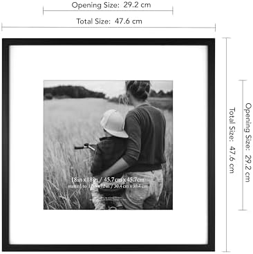 MCS East Village Picture Frame, 18x18 Matted to 12x12, Black, 2-Pack