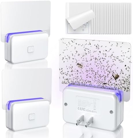 LFSYS 2 Pcs Fruit Fly Traps for Indoors (2 Device+10 Refills) Plug in UV Light Fly Trap for Gnats, Fruit Flies, Flying Insects Sleek Design Indoor Safe