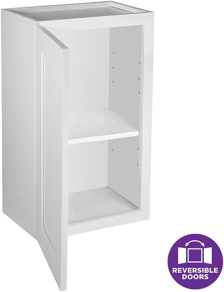 Design House Brookings Kitchen Wall Cabinet, 12", White | Adjustable Shelves, Adjustable Hinges, Wall Mount, Contemporary/Modern, Wood, Kitchen, 561530