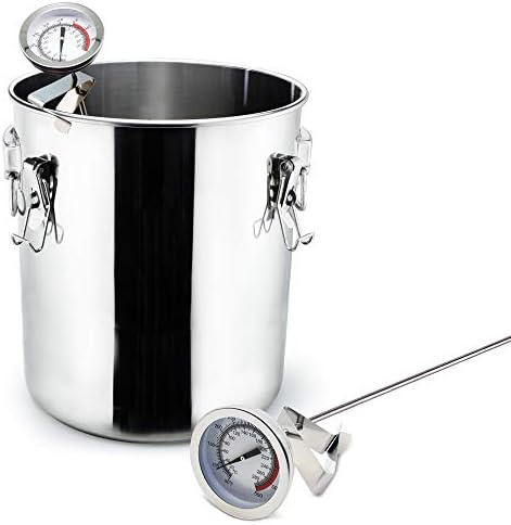 Efeng 15“ turkey fryer thermometer with pot clip (2 Pack), 2" dial candy thermometer with stainless steel clip, oil thermometerr for frying