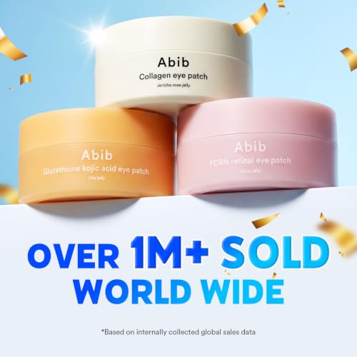 Abib Vegan Collagen Eye Patches for Wrinkles & Fine Line with Jericho Rose Jelly & Peptides, 60 Count, Korean Skin Care