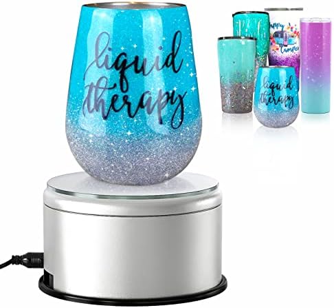 USLINSKY Cup Display Stand Turner For Epoxy Glitter Tumblers, Battery / USB Operated 360 Degree Rotating Display Base Turntable