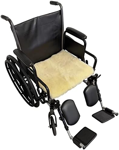 Sheepskin Ranch Natural Wool Wheelchair Seat Pad, Cushion for Tailbone, Sciatica, Skin Irritation, Discomfort & Back Pain Relief, Suitable as Office Chair, Wheelchair & Seat Cushion, Made in The USA