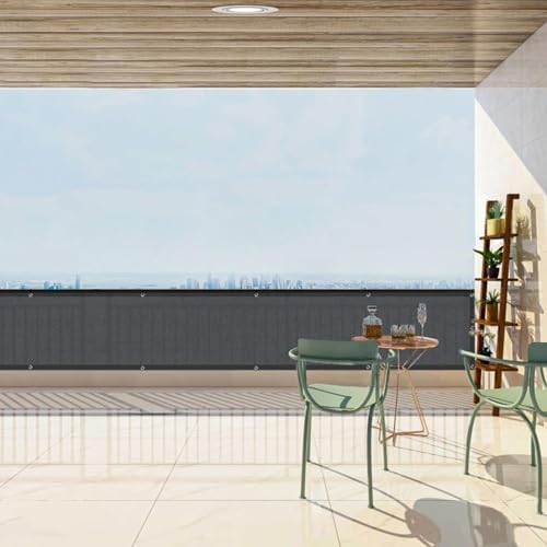 SUNLAX 3'x10' Black Balcony Privacy Screen Fence Windscreen 90% UV Block