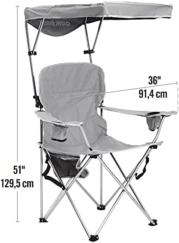 Quik Shade Full Size Shade Folding Chair for Camping, Polyester, Arm Rest|Foldable, Royal Blue, 2'L x 3'W x 4.3'H (160048DS)