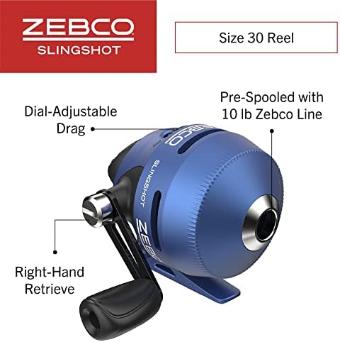 Zebco Slingshot Spincast Reel and Fishing Rod Combo, 2-Piece Fishing Pole, Right-Hand Retrieve, Pre-Spooled with 10-Pound Zebco Line