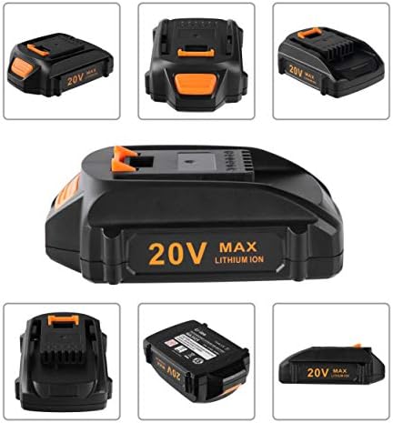 Replacement 20V Battery and Charger Starter Kit, WA3525 Lithium Battery and Charger WA3732 Compatible with Worx 20-Volt Cordless Power Tools