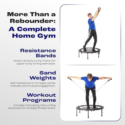 Maximus PRO Folding Rebounder Fitness Trampoline | Voted #1 Indoor Mini Exercise Trampoline for Adults with Bar | Best Home Gym for Fitness & Lose