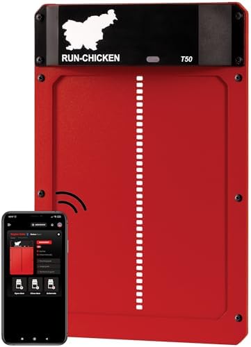 Run-Chicken Door T50 – Automatic Chicken Coop Door Opener, Battery Powered & Weatherproof Aluminum, Smart App & Timer Control, Predator Proof