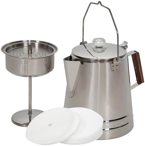 Stansport Stainless Steel Percolator Coffee Pot 9 Cups (276-9), Silver