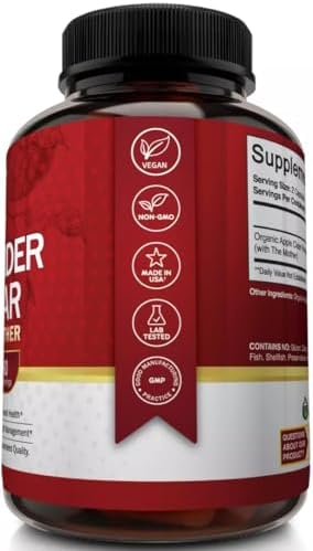 Apple Cider Vinegar Capsules with The Mother - 120 Vegan ACV Pills - Best Supplement for Healthy Weight Loss, Diet, Keto, Digestion, Detox