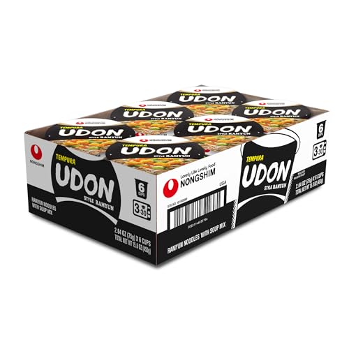Nongshim Tempura Udon Style Instant Ramyun Noodle Cup with Soup Mix, Microwaveable, 2.64 OZ (Pack of 6)
