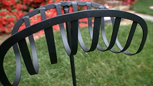 Liberty Garden Freestanding Decorative Powder Coated Steel Manger Garden Hose Holder Storage Stand with 3 Prong Anchor Support, Black