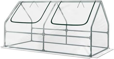 Aoodor 6 x 3 x 3 ft Mini Greenhouse with 2 Zipper Doors, Water-Resistant, UV-Protected for Flowers, Vegetables, and Herbs, Green