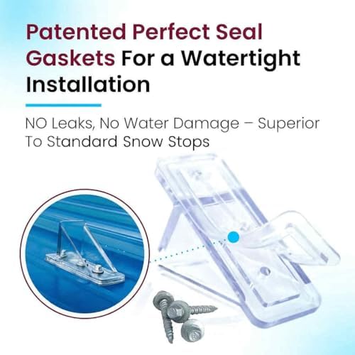 50 Pack Snow Guards for Metal Roofs – with Perfect Seal Gaskets & Screws – Heavy-Duty Polycarbonate Snow Stops Prevent Sliding Snow & Ice –