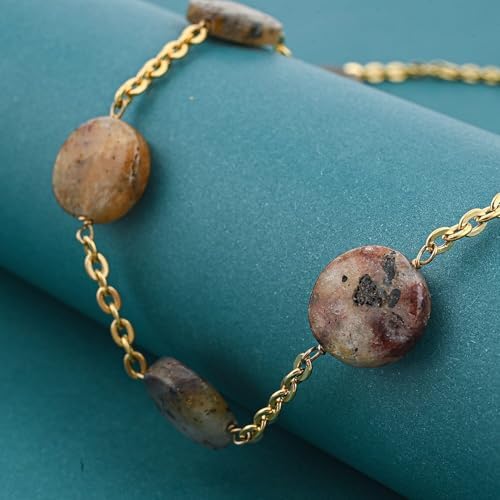 Beaded Necklace 24-26 Inches in ION Plated Gold Stainless Steel
