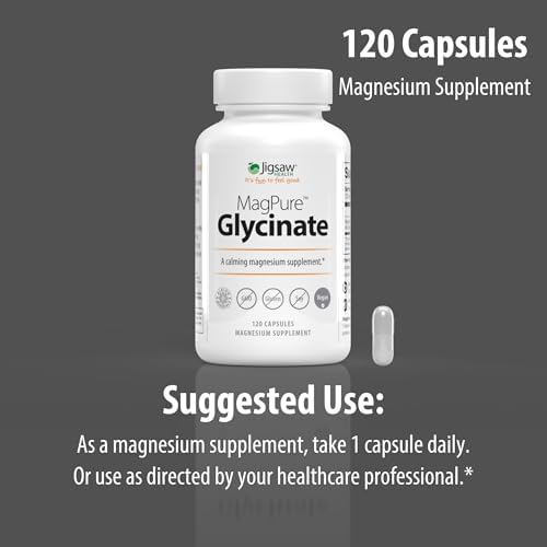 Jigsaw Health MagPure Glycinate | Premium Magnesium Glycinate Capsules | 120 Servings