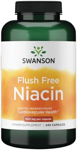 Swanson Flush Free Niacin 500 Milligrams, 240 Capsules | Supports Cardiovascular Health