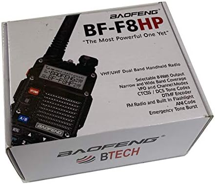 BAOFENG BF-F8HP (UV-5R 3rd Gen) 8-Watt Dual Band Two-Way Radio (136-174MHz VHF & 400-520MHz UHF) Includes Full Kit with Large Battery