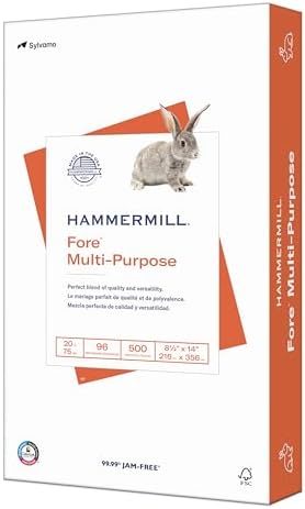 Hammermill Printer Paper, Fore Multipurpose 20 lb Copy Paper, 8.5 x 11-1 Ream (500 Sheets) - 96 Bright, Made in the USA, 103267