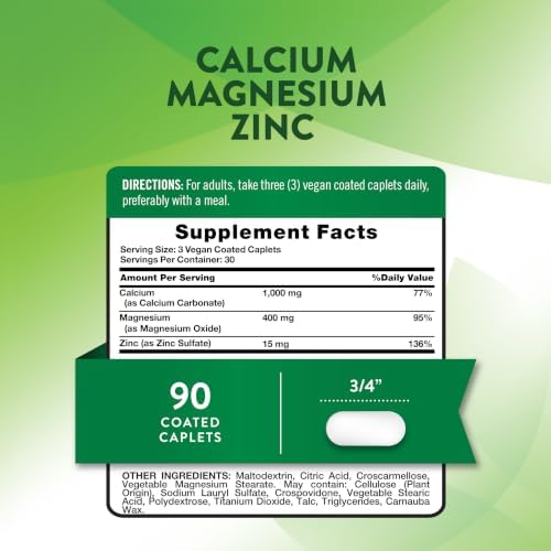 Nature's Truth Calcium Magnesium Zinc | 90 Coated Caplets