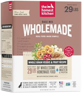 The Honest Kitchen Wholemade Whole Grain Dog Food Base Mix, Veggie & Fruit, Human Grade, Easy Homemade Dog Food Starter, Just Add Water