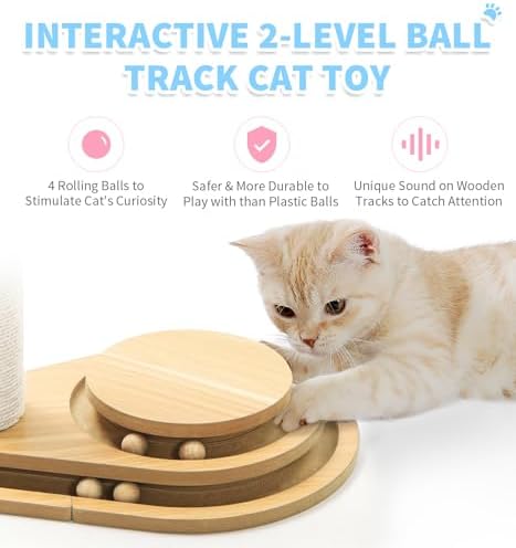 Made4Pets Kitten Toy Scratching Post for Indoor Cats with Ball Track