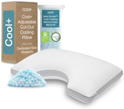 Coop Home Goods Eden Bed Pillow Queen Size for Sleeping on Back, Stomach and Side Sleeper- Medium Soft Memory Foam Cooling Gel - CertiPUR-US/GREENGUARD Gold