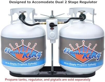 Flame King Dual RV Propane Tank Cylinder Rack for RVs and Trailers for 20lb Tanks - KT20MNT (Tanks Sold Separately)