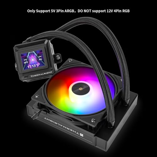 Thermalright FW SE 120 ARGB Black AIO Water Cooler, Liquid CPU Cooler, 2’’ LCD Screen-320x240 Resolution, 2000RPM High Speed