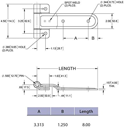 RIGID HITCH INCORPORATED Trailer Door Hinge (SP-H308003) - Single
