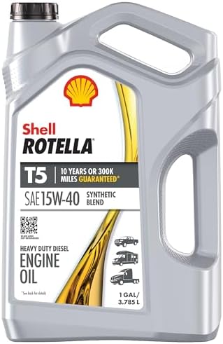 Shell Rotella T5 Synthetic Blend 15W-40 Diesel Engine Oil, 1 Gallon (3 Pack)