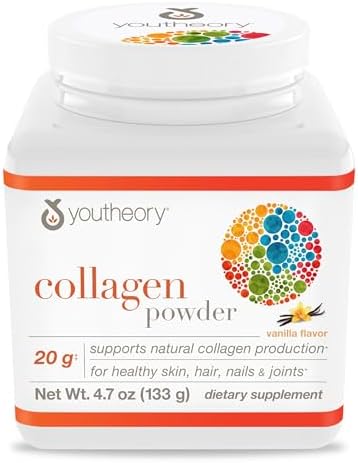 Youtheory Collagen Powder, 20g, Unflavored, 10 oz, 12-Day Supply