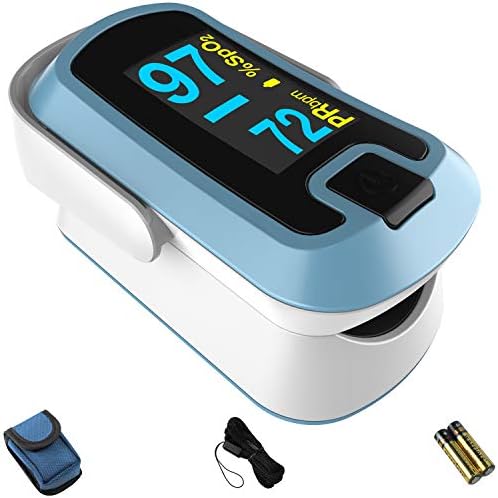 OLED Finger Pulse Oximeter, O2 Meter, Dual Color White/Light Blue