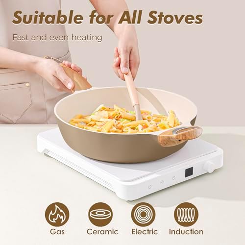 SENSARTE Ceramic Cookware Sets, Pots and Pans Set Non stick, Non toxic Healthy Induction Cookware, 26 Pcs Nonstick Kitchen Cooking Set, w/Frying Pans Set, Saucepans Set