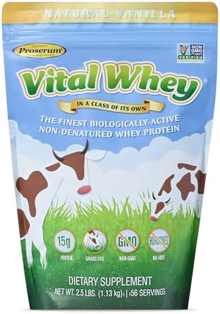 Vanilla Grass-Fed Whey Protein Powder, Immune Vitality, Recovery, 600g | 15g protein & 3.5g BCAAs per scoop | Just 5 clean ingredients | Monk fruit sweetened | Tested for heavy metals & purity