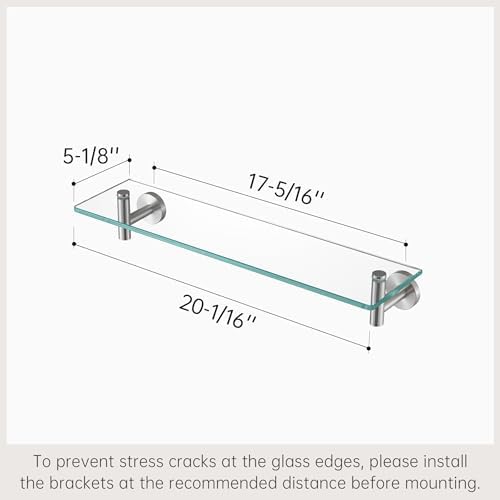 KES Glass Shelf for Bathroom, 20-Inch, 3 Pack, Brushed Finish