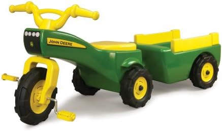 John Deere Ride On Toys Pedal Tractor with Wagon for Kids Aged 18 Months to 3 Years, Green/Yellow