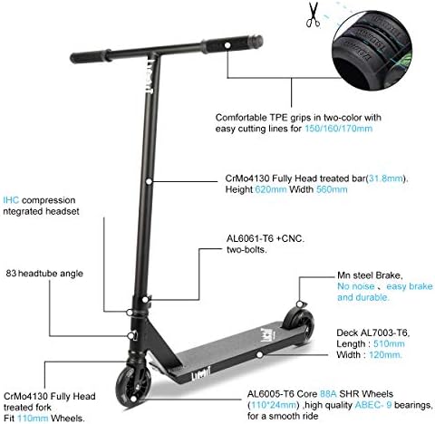 LMT69 Professional Scooter-Trick Scooter-Intermediate Beginner Stunt Scooter Suitable - Children, Teenagers Adults 8 Years Old Above