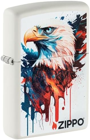 Zippo Eagles Dare Pocket Lighter - Refillable Flip-Top Windproof Lighters - Fierce Soaring Eagle Patriotic Design Pocket Lighters - Luxury Metal Lighter Made in USA