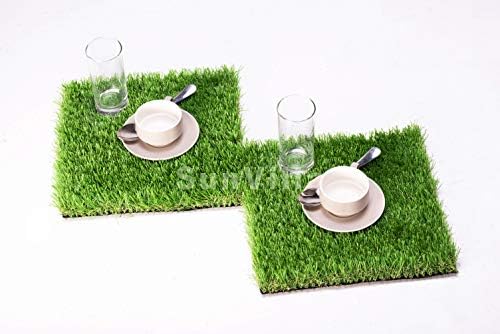 SunVilla Artificial Grass Square Tiles - 12 x 12 Inch Small Turf Grass Craft Piece Indoor Outdoor Wall Decorations for Wedding, Christmas